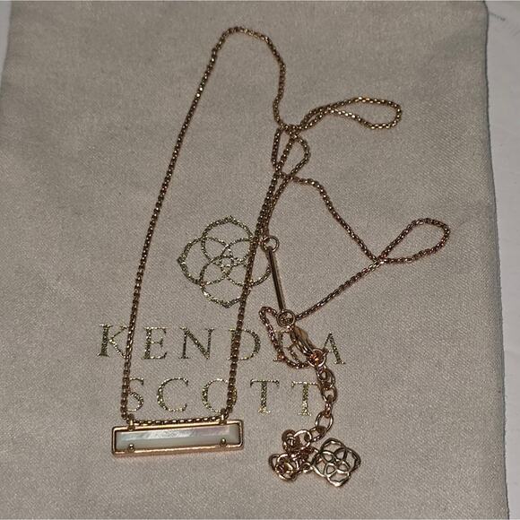 Kendra Scott Leanor Bar Necklace Rose gold Ivory mother of pearl New - Picture 2 of 6